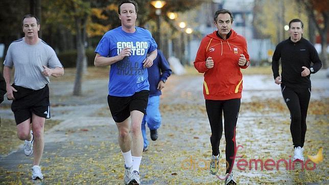 Zapatero haciendo deporte con el primer ministro británico